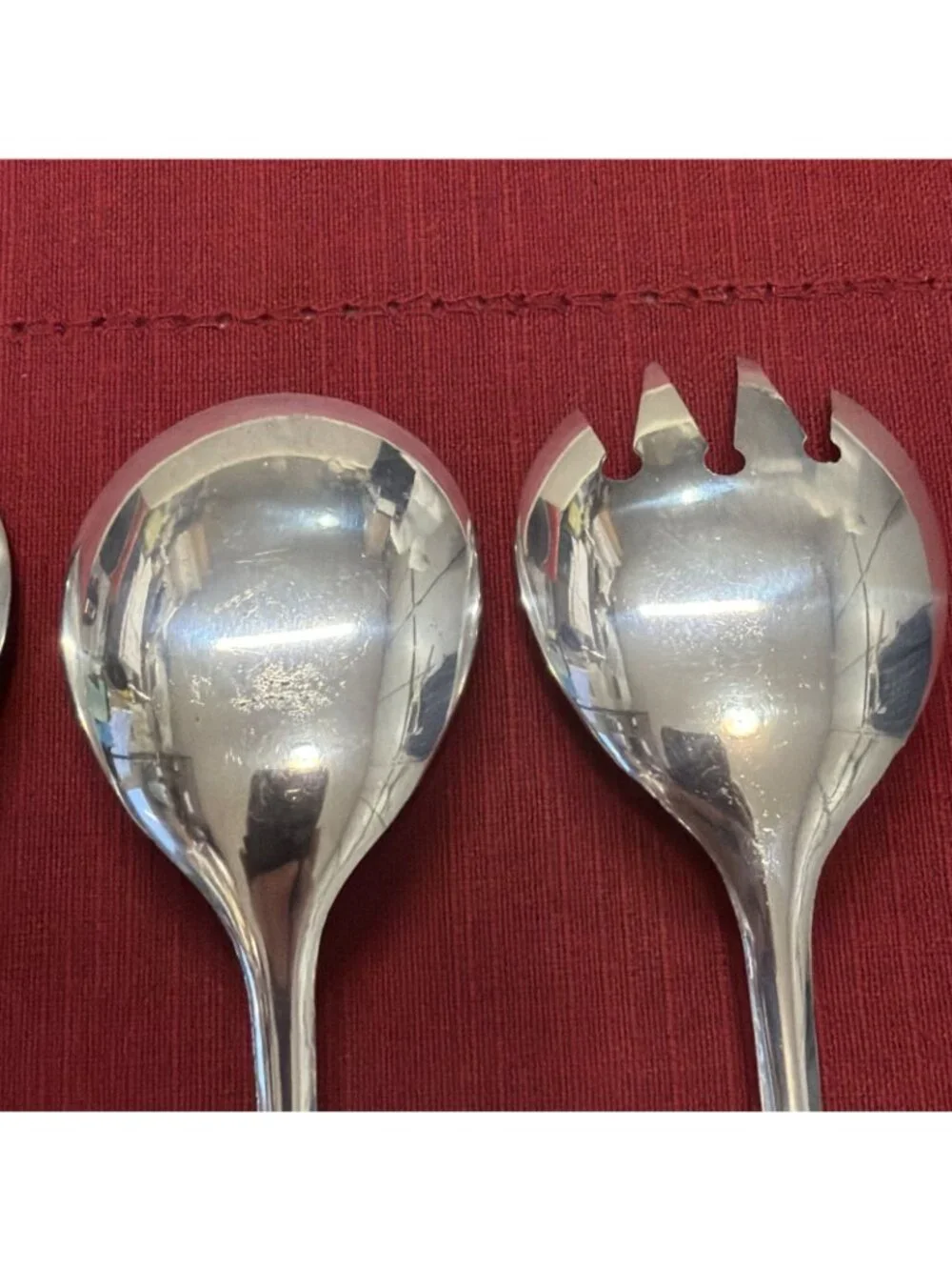 Vintage Italian Silverplate Salad Servers 2 Spoon Fork Sets 4 Pieces 9